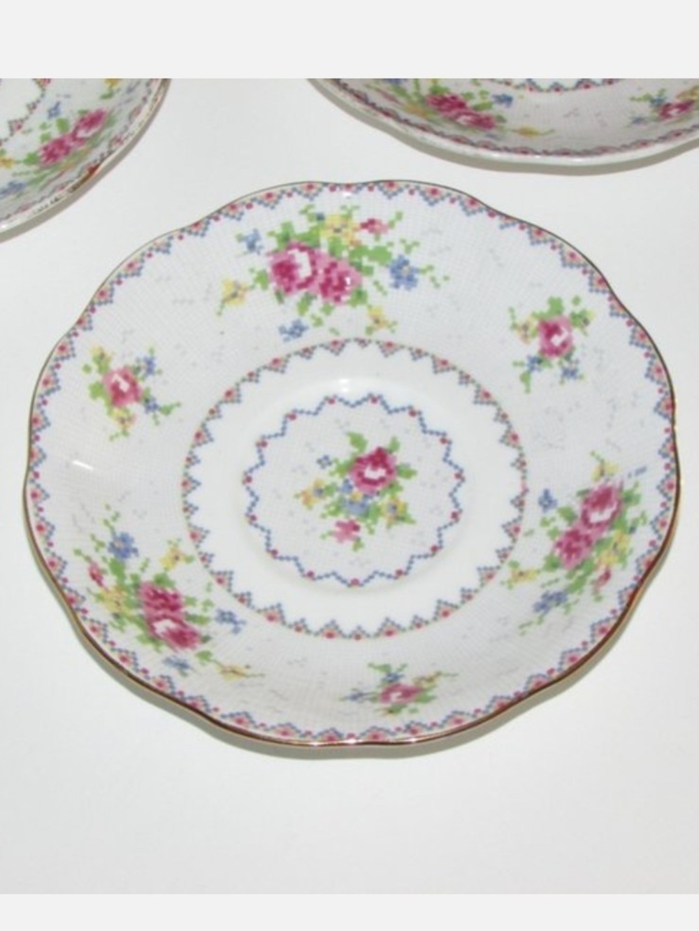 2 Royal Albert Petit Point Saucers for Teacups Bone China England Cottagecore